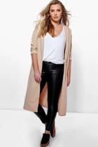 Boohoo Plus Lottie Collarless Duster Stone