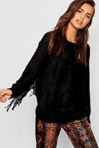 Boohoo Tall Fringe Sleeve Cable Sleeve Cable Knit Jumper