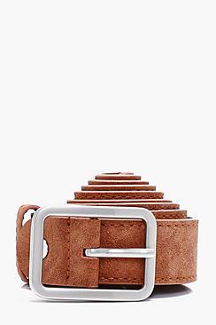 Boohoo Tan Faux Leather Textured Belt