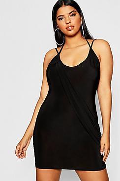 Boohoo Plus Slinky Drape Detail Bodycon Dress