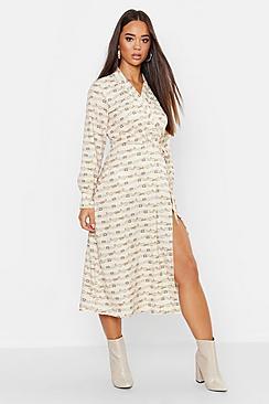 Boohoo Woven Wrap Chain Colour Block Shirt Maxi Dress