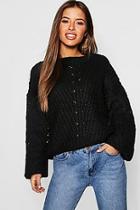 Boohoo Petite Soft Knit Cable Sleeve Jumper