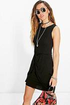Boohoo Hedvig Knot Front Wrap Bodycon Dress