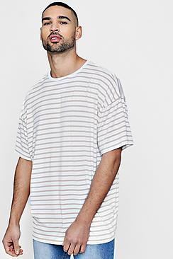 Boohoo Crew Neck Oversized Stripe T Shirt