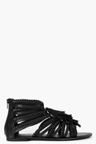 Boohoo Boutique Sarah Multi Fringe Sandal Black
