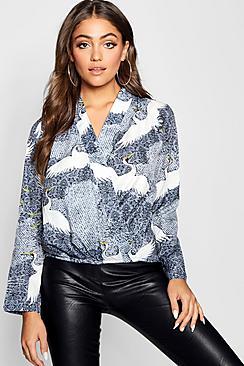 Boohoo Woven Wrap Shirt