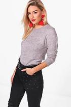 Boohoo Grace Crew Neck Ribbed Side Seam Jumper