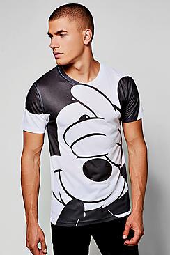 Boohoo Disney Peeping Mickey Sublimation Print T-shirt