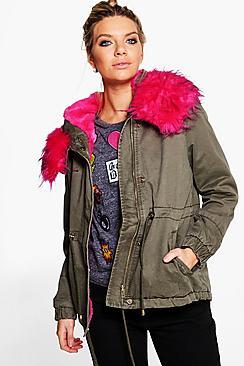 Boohoo Milly Faux Fur Parka