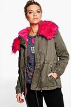 Boohoo Milly Faux Fur Parka