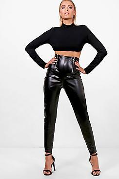 Boohoo Double Zip Leather Look Trouser