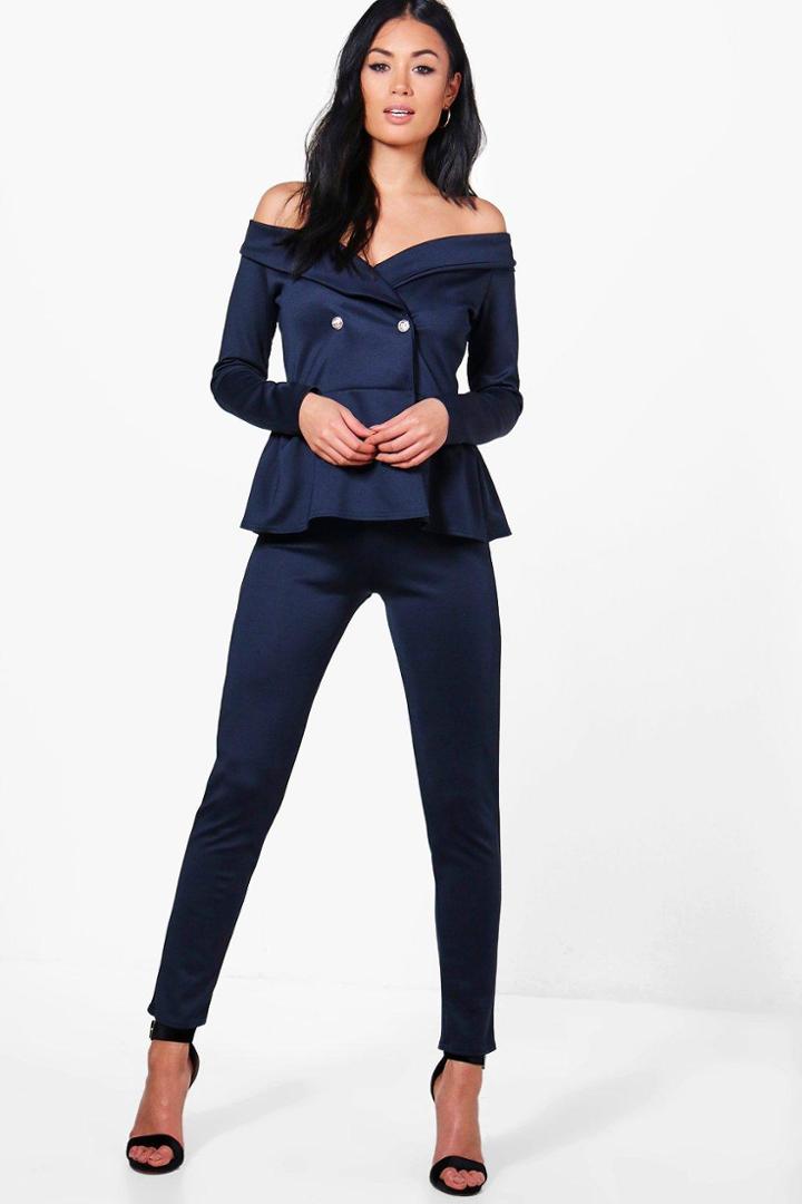 Boohoo Eloise Skinny Trouser Navy