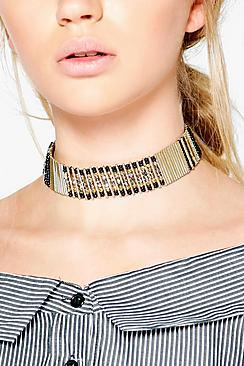 Boohoo Frances Boutique Metal Beaded Choker