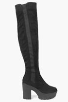 Boohoo Rosa Extreme Cleated Over The Knee Boot Black