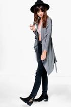 Boohoo Mya Slinky Waterfall Duster Grey