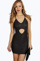 Boohoo Petite Louise Shimmer Cut Out Bodycon Dress