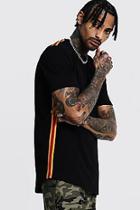 Boohoo Side Tape Crew Neck Curve Hem T-shirt