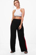 Boohoo Plus Emily Contrast Panel Wide Leg Relaxed Trousers Red