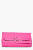 Boohoo Amber Buckle Detail Clutch Bag