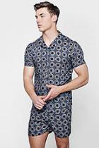 Boohoo Circle Print Revere Short Sleeve Shirt Co-ord