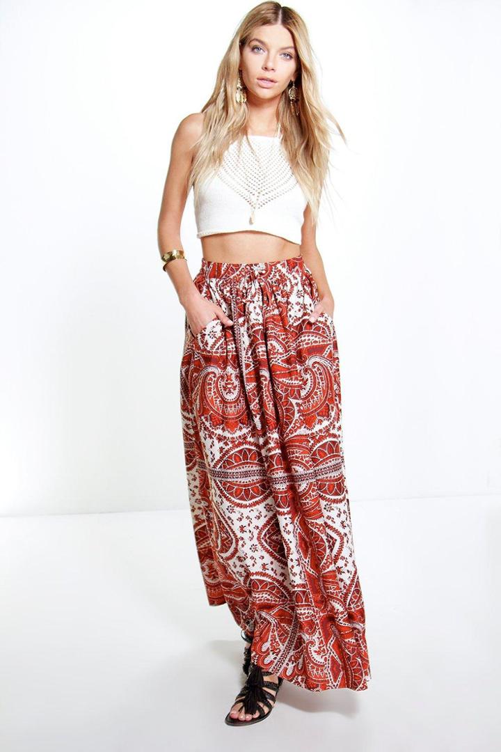 Boohoo Morelle Paisley Woven Maxi Skirt Multi