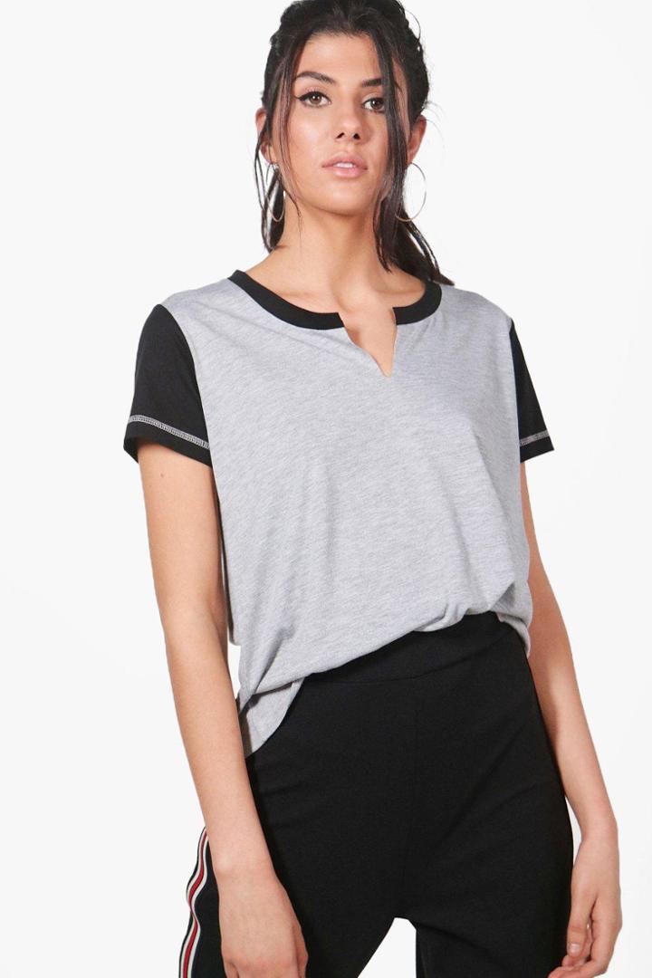 Boohoo Layla Cut Neck Tee Black