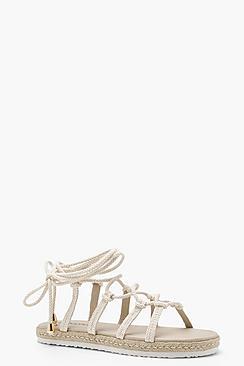 Boohoo Eliza Rope Up Flat Sandals