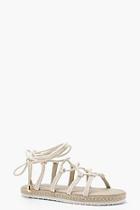 Boohoo Eliza Rope Up Flat Sandals