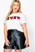 Boohoo Plus Julia Xoxo Slogan Tee Ivory