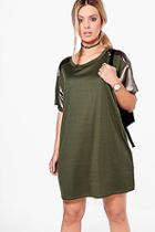 Boohoo Plus Kelly Satin Trim Ribbed T-shirt Dress