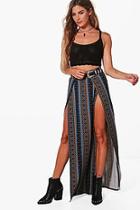 Boohoo Nova Bohemian Thigh Split Maxi Skirt