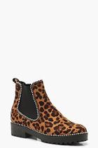 Boohoo Leopard Chunky Chelsea Boots
