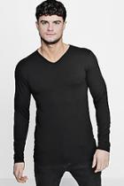Boohoo Long Sleeve V-neck T-shirt In Muscle Fit