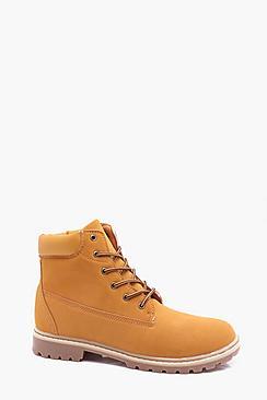 Boohoo Faux Leather Worker Boot