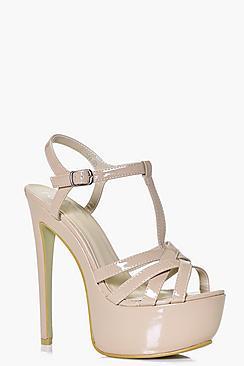 Boohoo Ellie Cage Toe Platform Heels