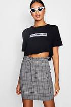 Boohoo Layla Paperbag Waist Belted Woven Check Skirt