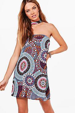 Boohoo Julia Tribal Print Shift Dress