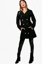 Boohoo Alana Double Breasted Military Belted Coat