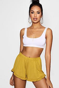 Boohoo Raina Ruffle Hem Runner Shorts