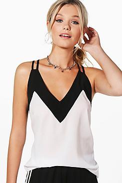 Boohoo Heather Contrast Neck Woven Cami
