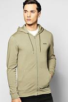 Boohoo Muscle Fit Zip Through Hoodie With Logo