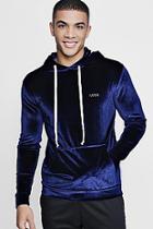 Boohoo Man Print Velour Hoodie In Muscle Fit