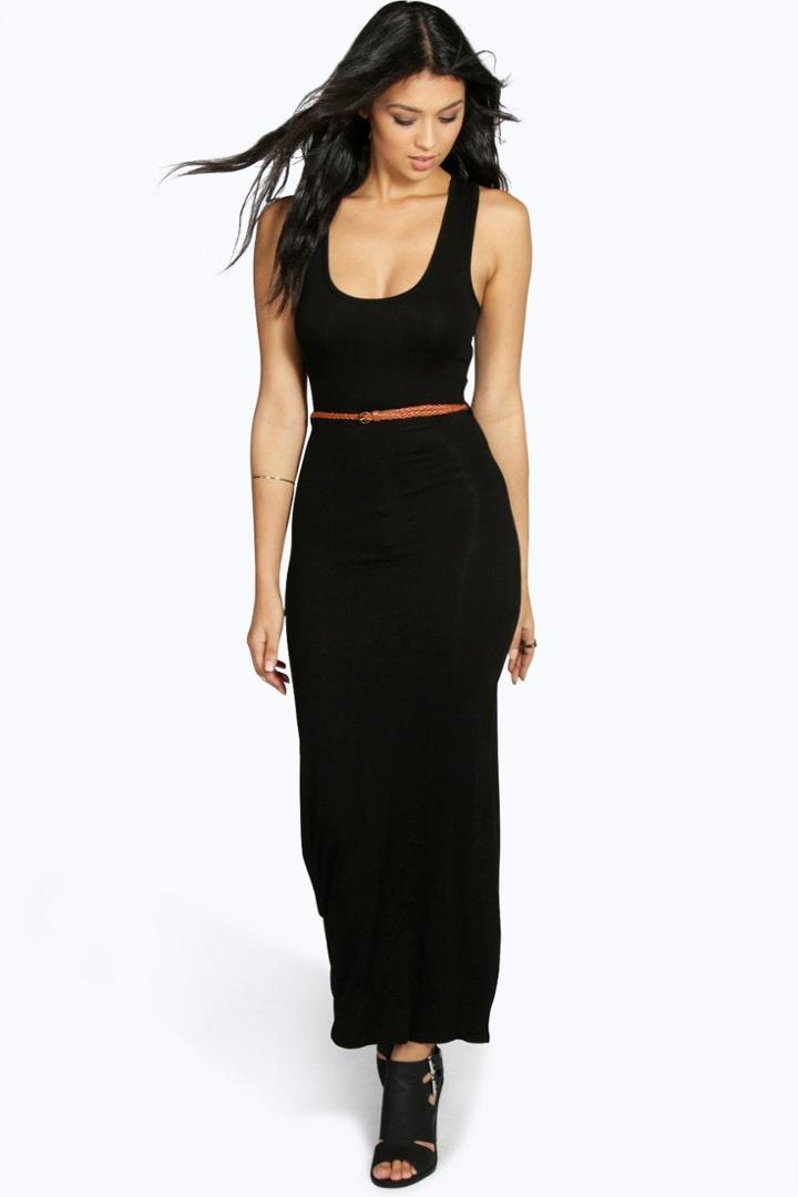 Boohoo Laura Racer Back Maxi Dress Black