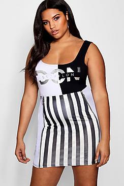Boohoo Stefflon Don Strpe Panel Zip Detail Mini Skirt