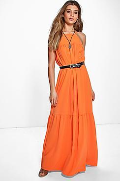 Boohoo Brianne Square Neck Bubble Crepe Dress