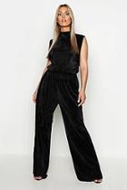 Boohoo Plus High Neck Plisse Jumpsuit