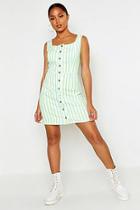 Boohoo Striped Cord Pinafore Dress