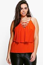 Boohoo Plus Libby Double Layer Lace Up Cami