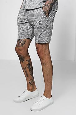 Boohoo Leaf Print Drawstring Short Co-ord
