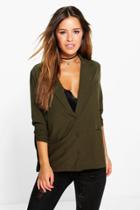 Boohoo Petite Georgie Pocket Detail Pyjama Style Shirt Khaki